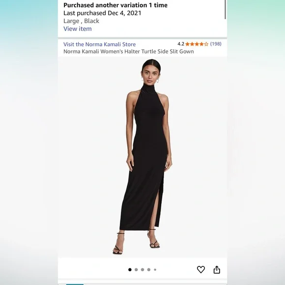 Norma Kamali Women's Halter Turtle Side Slit Gown - Picture 4 of 4